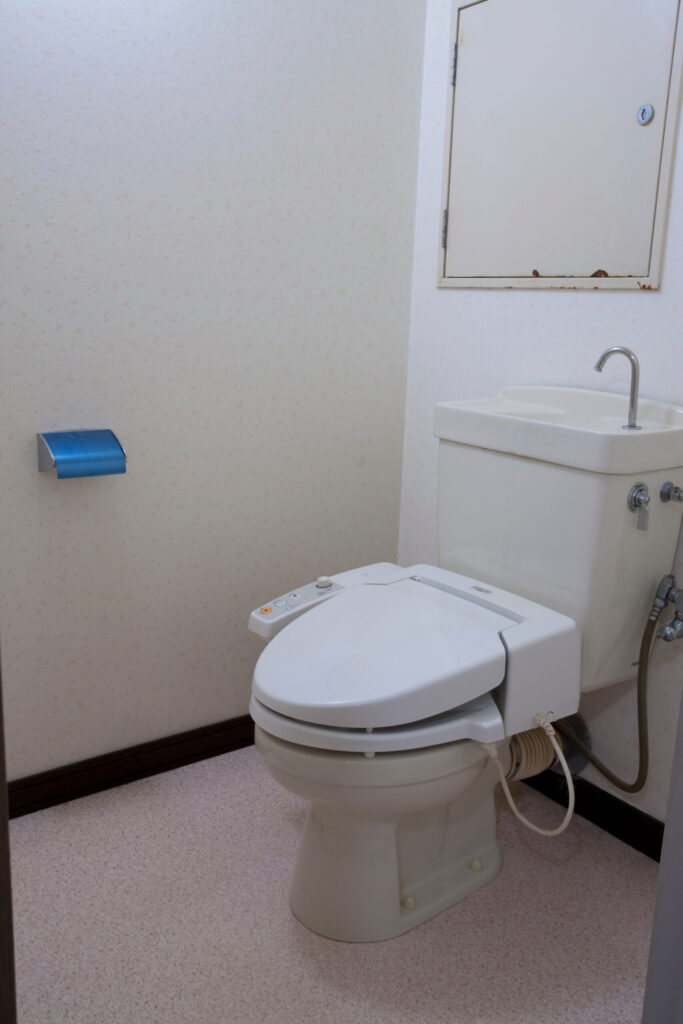 古いトイレを、掃除しやすく清潔に（デモ） 施工前